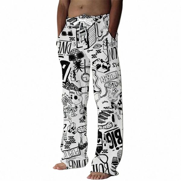 Frühling / Sommer 2023 FI 3D Digitaldruck Herren Bambus Cott Hosen Straße Hip Hop Strand Freizeit Schnell trocken Tanz Yoga Hosen m3oB #