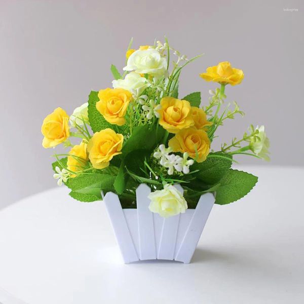 Fiori decorativi Pianta da vaso artificiale in plastica 6 colori Durevole Materiale di alta qualità Realistico a lungo termine Marchio di tempo