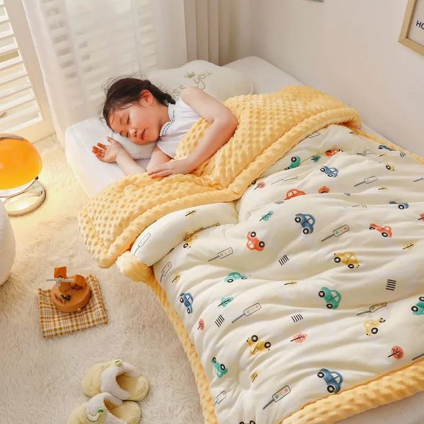 Winter Warme Baby Quilt Tröster Stepp Decke Sommer Weiche Nickerchen Abdeckung Bett Dicke Decke geboren Infant Swaddle Wrap Bettwäsche 240313