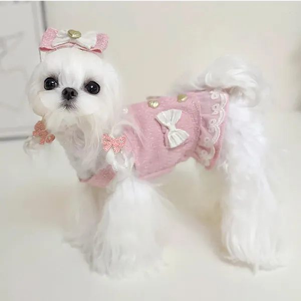 Hundebekleidung Koreanische schwarze rosa Haustierkleidung Mode süße Schleife Prinzessin Kleid für kleine mittelgroße Yorkshire Chihuahua Welpen Hundebekleidung