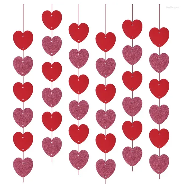 Party-Dekoration, 1/3 Stück, rotes Liebesherz, Papierschnur, Girlande, Bunting-Banner für Valentinstag, Hochzeit, Zuhause, Wandbehang, Vorhang