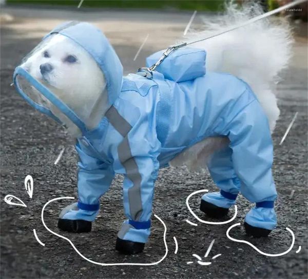 Vestuário para cães Roupas para animais de estimação Pequena capa de chuva quatro pés à prova d'água Tudo incluído Teddy Poncho Pequeno tamanho médio