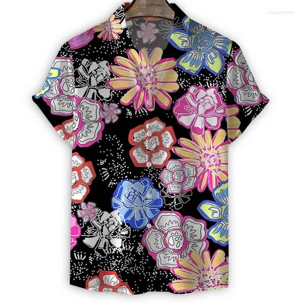 Мужские повседневные рубашки с милыми птицами и цветами, гавайская рубашка с 3d принтом, мужские летние крутые топы с короткими рукавами с героями мультфильмов, свободная блузка на пуговицах, одежда