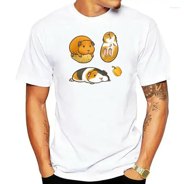 Erkek Polos Guinea Pig T Shirt Erkekler Yaz Moda Yüksek Kaliteli Beyaz Baskı O yaka Erkek Üst Tees