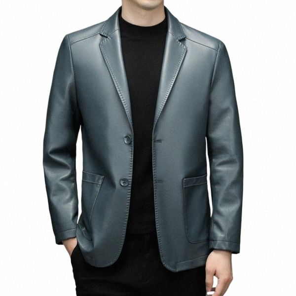 Luxus Lederjacke Herrenanzug Ledermantel Herbst und Winter Neue Haut Casual Kleiner Anzug Mantel Herren Lederjacke D6s9 #