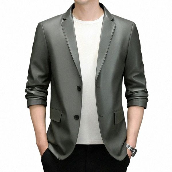 Anzugjacke Herren Herbst Neue Ledermantel Weiche Lederanzug Korean Slim Fit Busin Kleiner Anzug Fi Casual Lederjacke W6bS #