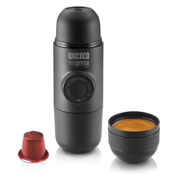 WACACO Minipresso NS, Espresso portatile compatibile con capsule originali Nespresso e compatibili, Travel Coffee Hine, Funzionamento a pistone manuale