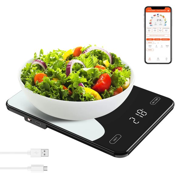 Bilancia alimentare digitale Bilancia da cucina intelligente da 10 kg con calcolatrice nutrizionale APP Bilancia ricaricabile in grammi per bilance da forno per dimagrire 240318