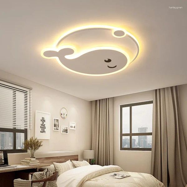 Luzes de teto nórdico quarto infantil lâmpada redonda menina menino golfinho criativo simples quarto arte led princesa luz luxo