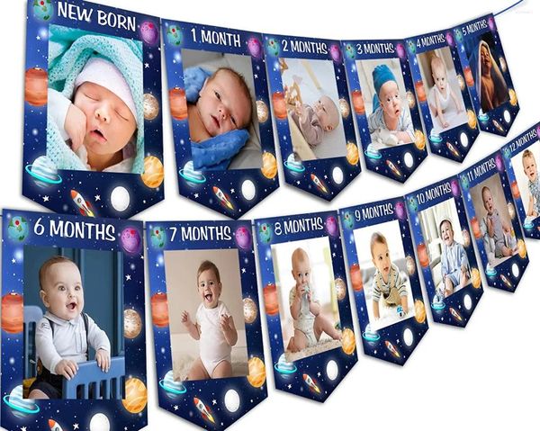 Decorazioni per feste Spazio esterno Decorazioni per il primo compleanno Primo viaggio intorno al sole Banner mensile Po Sistema solare Immagine del bambino