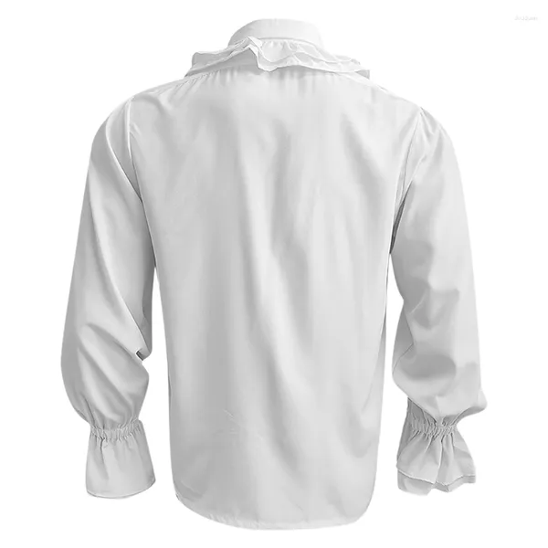 Camisas casuais masculinas blusa camisa masculina confortável cosplay traje gótico manga longa medieval pirata renascentista plissado elegante