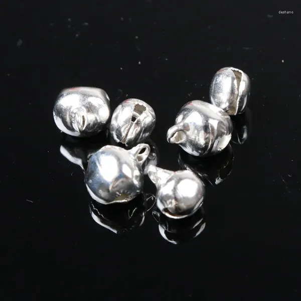 Forniture per feste 50 pezzi 8 mm Jingle Bells perline sparse in ferro placcato oro argento piccole per l'albero di Natale Ornamen Decorazione Accessori per la casa