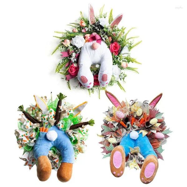 Flores decorativas parede pendurada guirlanda de fita de fita de fita de fita para a porta da frente, estilo rústico, Buwreaths Parties Decorações