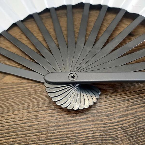 Estatuetas decorativas liga de titânio dobrável ventilador ferramenta metal presente produtos itens caixa mão chinesa