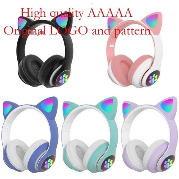 S-28 Kedinin Kulakları (Buğulanmış Kedi-Kulak Şeklinde Ekmek) Kablosuz Bluetooth Kulaklık Sevimli Karikatür Aydınlık Stereo
