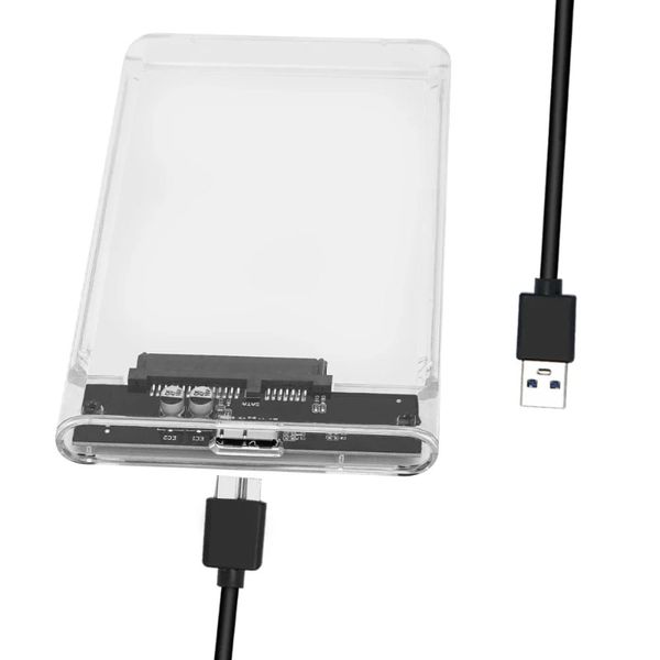 2024 Transparentes, werkzeugloses 2,5-Zoll-USB 3.0-5-Gbit/s-zu-SATA-III-Externes Festplattengehäuse, SSD-Gehäuse, unterstützt UASP