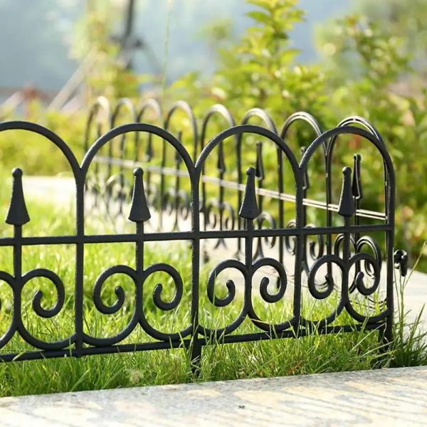 Gates Großer dekorativer Gartenzaun für den Außenbereich, beschichtetes Metall, rostfrei, Landschaft, schmiedeeiserner Drahtrand, faltbarer Terrassenzaun, biegsamer Zaun