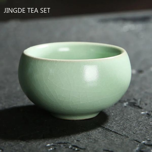 Ru Kiln Set da tè Tazza da tè Smalto incrinato Tazza da tè in ceramica Ciotola da tè di alta qualità Cerimonia del tè Regali personalizzati Articoli da tè per la casa 240315