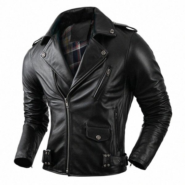 Real couro jaqueta de couro dos homens casaco de couro motor biker roupas equitação roupas outono homens fi motocicleta jaqueta de couro z3Ic #