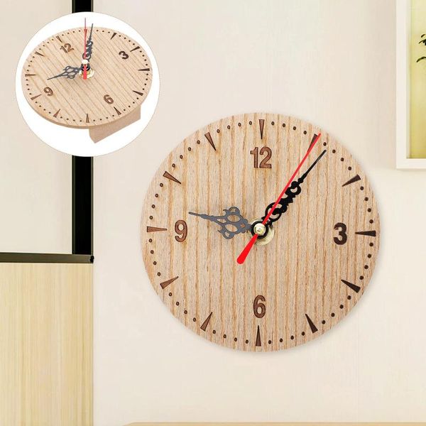 Orologi da parete Piccolo orologio Decorazione vintage Appeso Muto Decorativo Legno rustico Senza ticchettio Camera da letto Decorazione per ufficio in legno