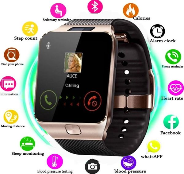 Умные часы DZ09 Часы с камерой Мужчины Женщины Спортивные Bluetooth Наручные часы Поддержка TF SIM для Samsung Huawei Xiaomi Android Phone3151927
