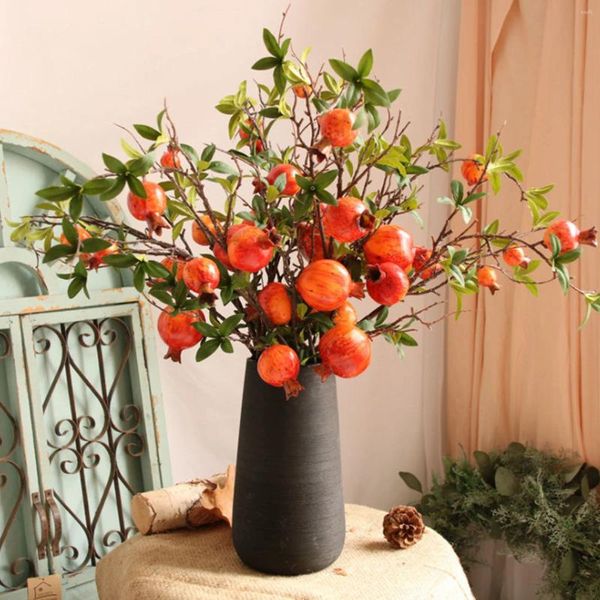 Fiori decorativi bacche artificiali steli simulazione rossa melograno frutta decorazione casa rami bouquet artigianato fai -da -te fiore