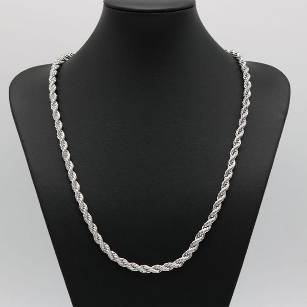24-дюймовая классическая веревочная цепочка, толстая однотонная цепочка из белого золота 18 карат, женское и мужское ожерелье с узлом, ширина 6 мм191q