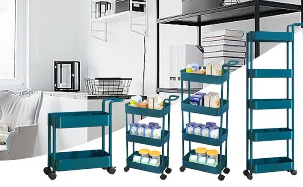 Carrello portaoggetti su ruote Pratici carrelli decorativi con quattro rotelle Prodotti per la conservazione domestica per libri Snack Cosmetici Utensili da cucina