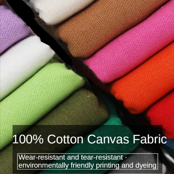 Tecido de lona de algodão, linho por metro para toalha de mesa, capas de sofá, costura, pano fino e grosso, liso, preto e branco de alta densidade
