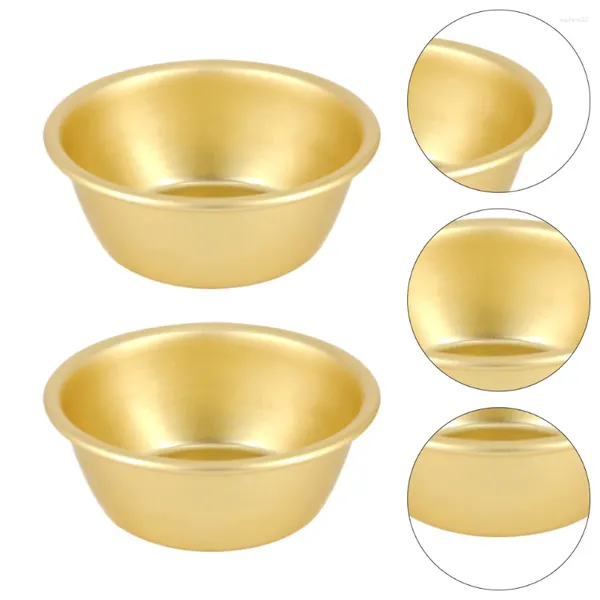 Conjuntos de utensílios de jantar 2 PCs Rice Bowls Storage de alumínio sem alça (dourado)