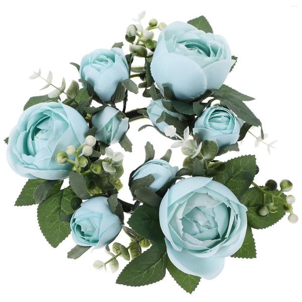 Dekoratif Çiçekler Avrupa Simüle Gül Candlestick Garland Sevgililer Günü Masa Partisi Dekorasyonu (Beyaz) Düğün Süslemeleri İçin