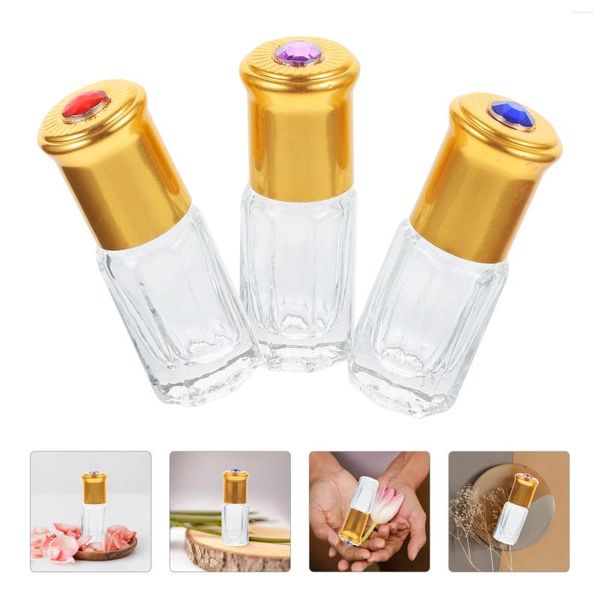 Bottiglie di stoccaggio Contenitore trasparente con coperchio Applicatore roll-on da 3 ml Fiala di olio essenziale vuota