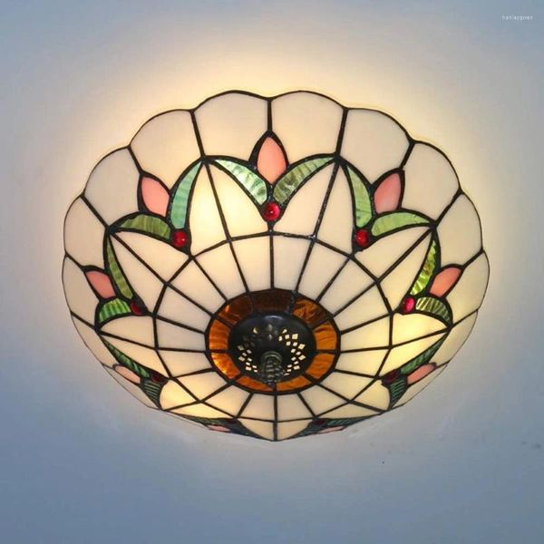 Deckenleuchten, Vintage-Buntglas-Unterputz-Beleuchtungskörper, Lampen (12 Zoll W)