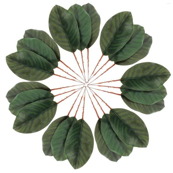 Flores decorativas 30 PCs Plantas falsas decoração de magnólia artificial folhas de flor Flor Fabric Diy Wreath Silk