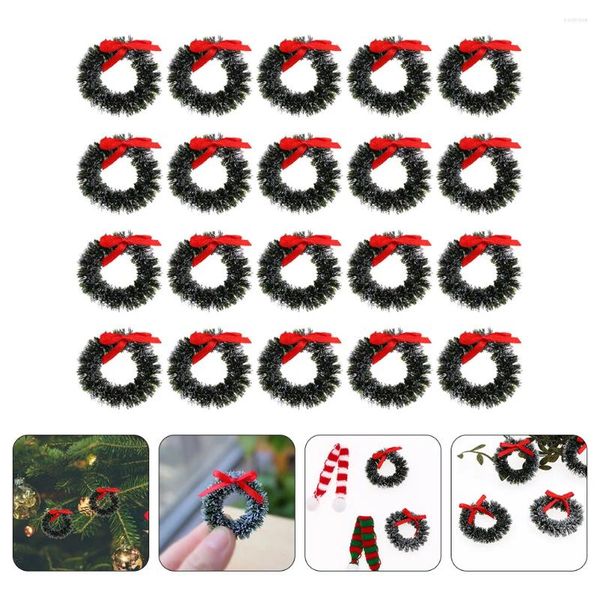 Flores decorativas 20 PCs Christmas Pequena coroa de grinaldas penduradas Decoração de Natal Mini casas Garland Toys Furniture Ornament Outdoor Greaths