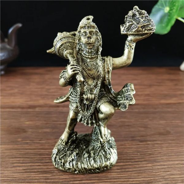 Esculturas de bronze cor hanuman estátua estatueta ornamentos resina indiano macaco hindu deus buda estátuas escultura decoração para casa presente sorte
