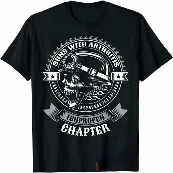 SS with Arthritis Ibuprofen Chapter Funny Biker Skull T Shirt Черные винтажные мужские рубашки с рисунком Готическая Ropa Hombre Уличная одежда Q8hn #