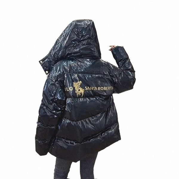 Para baixo jaqueta feminina 2022 inverno novo coreano brilhante fi casual pato branco para baixo casaco feminino com capuz solto grosso quente parkas n4gg #