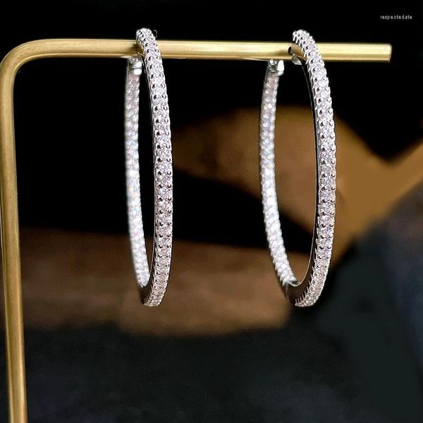 Brincos de luxo grandes 925 prata diamante branco incrustado com diamantes de alto carbono sensação versátil e luxuosa