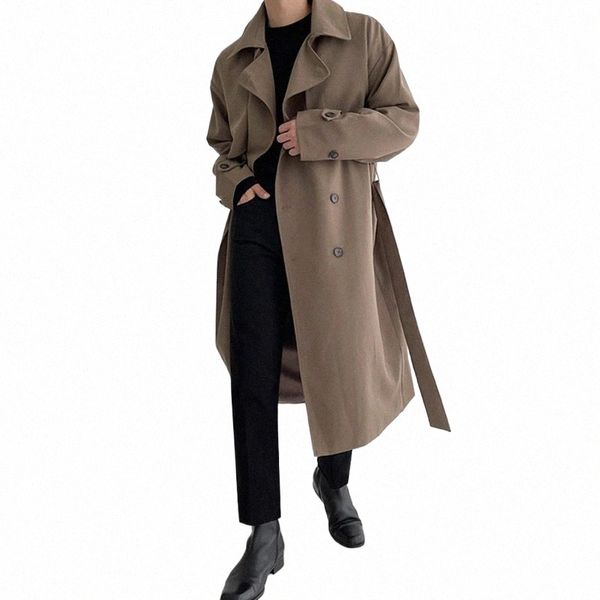 Männer Oversize Windjacke Koreanische Trend Mittlere Länge Hübscher Mantel FI Lose LG Jacke Für Frauen Winter Herbst Männer Kleidung a9ym #