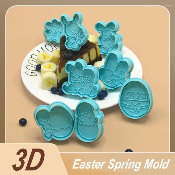 Moldes de cozimento feliz páscoa plástico cortador de biscoito ovo suprimentos 3d festa dos desenhos animados moldes ferramentas diy r8c3