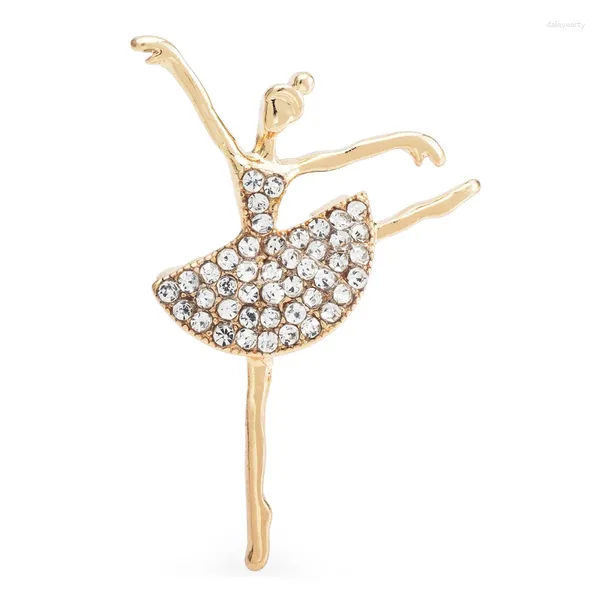 Broschen Wulibaby Klassisches Ballettmädchen für Frauen, Unisex, 2-farbig, Strass, tanzende Dame, Party, Büro, Brosche, Pins, Geschenke