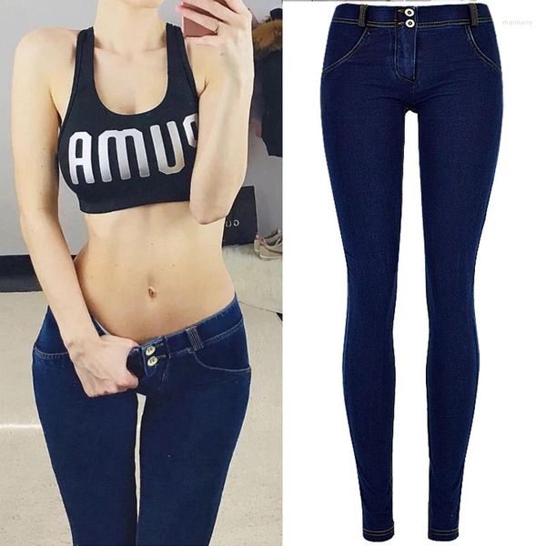 Jeans femininos apertados elásticos mulheres sexy cintura baixa slim fit capris calças push up denim leggings luxo lápis calças pequenas de alta qualidade