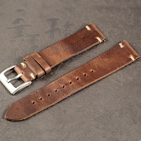 Horween US Chromexcel Leder-Uhrenarmbänder, natürlich, weich gewickelt, handgefertigte Lederarmbänder, 18 mm, 20 mm, 22 mm, 240313