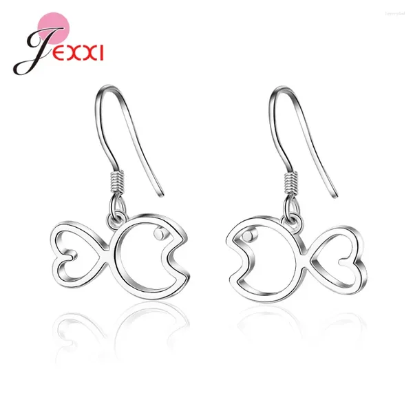 Orecchini pendenti alla moda gioielli in argento sterling 925 per donne ragazza bambino simpatico pesciolino design gancio francese simpatici regali di compleanno