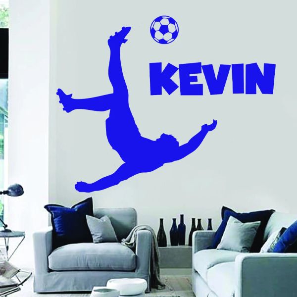 Adesivos Decoração de parede de futebol, decoração de parede personalizada, vinil esportivo, paixão de meninos, arte de parede de gol, quarto infantil, decoração G162