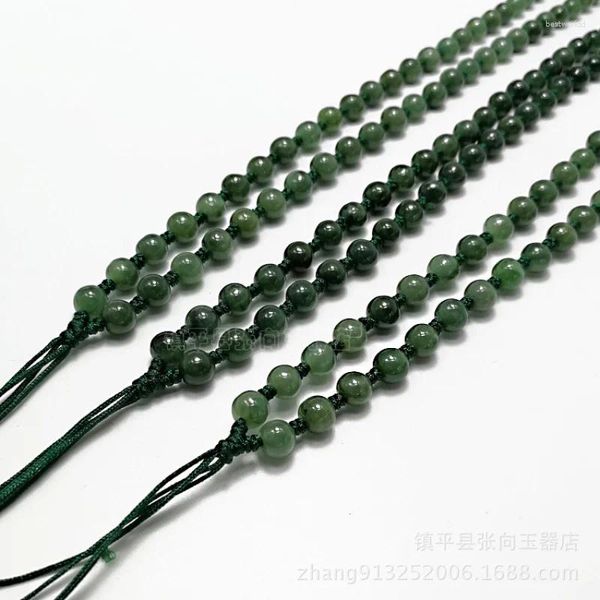 Pingentes diy artesanal myanmar jade contas espalhadas 6mm colar robusto cordão de corrente