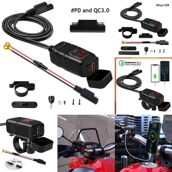 Upgrade des neuen Qc3.0 wasserdichten Handy-Schnellladegeräts Autocycle USB-Buchse mit Voltmeter Motorradzubehör