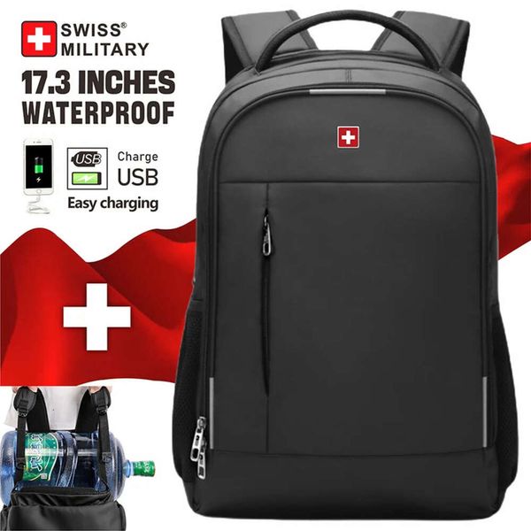 SWISS MILITARY Uomo Laptop 17 pollici Fashion Business Zaino Scuola Borsa USB impermeabile di grande capacità Zaino Mochilas