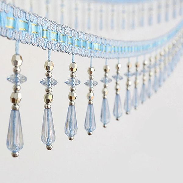 Acessórios 12 m/lote contas de cristal borla franja guarnição cortina acessório de costura diy lustre toalha de mesa renda fita pingentes de cristal